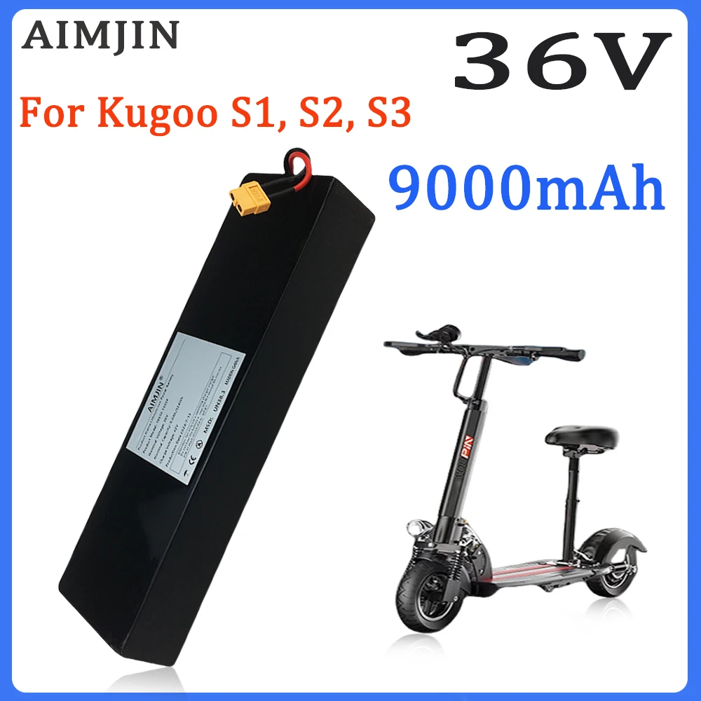 36V 10S3P 9000mAh For Kugoo S1, S2, S3 Scooters 18650 Rechargeable Li-ion Battery pack 500W,Built-in BMS with charger