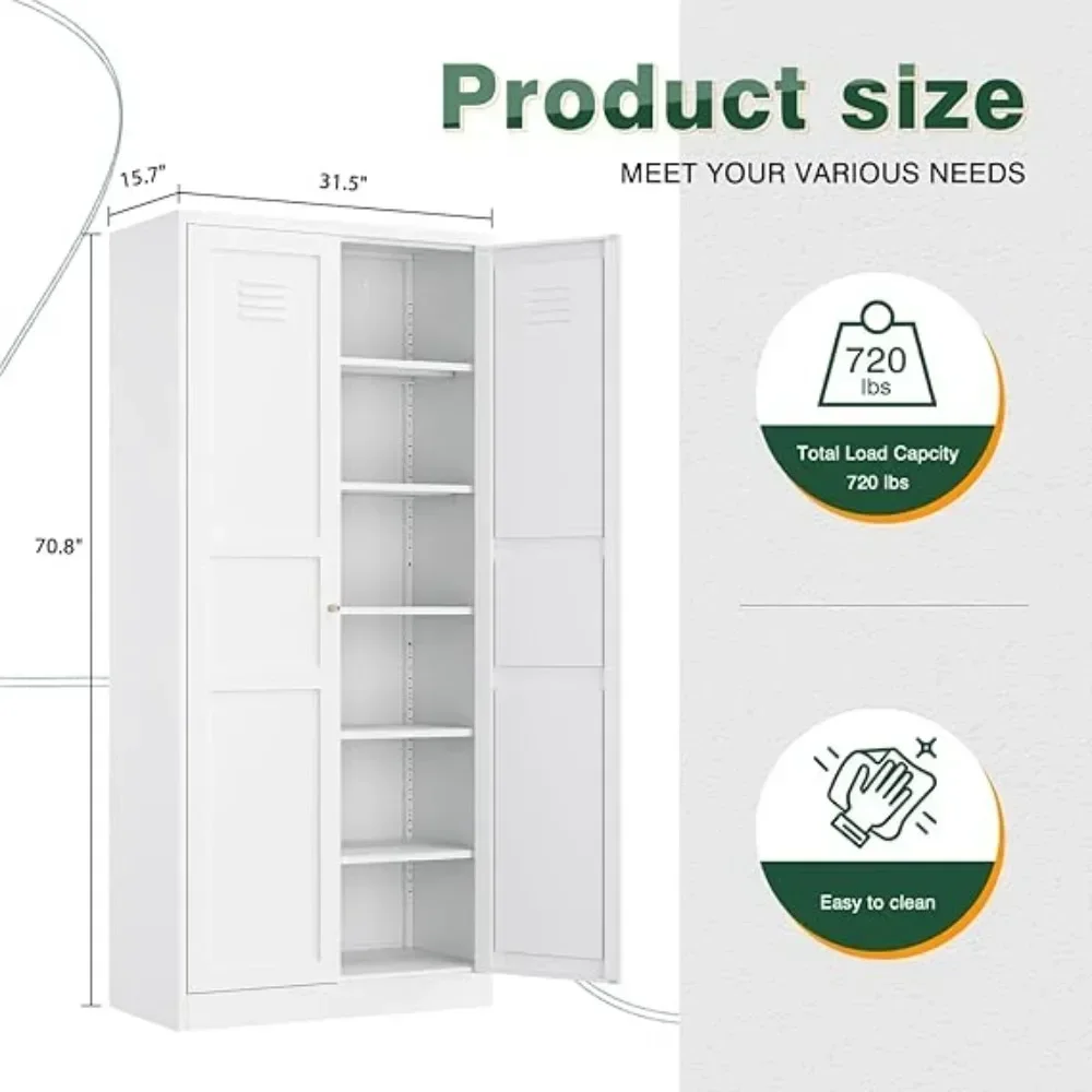 Storage Cabinet with Feets-Metal Home Kitchen Pantry Cabinets with Doors and Adjustable Shelves,Organization Locker for Cupboard