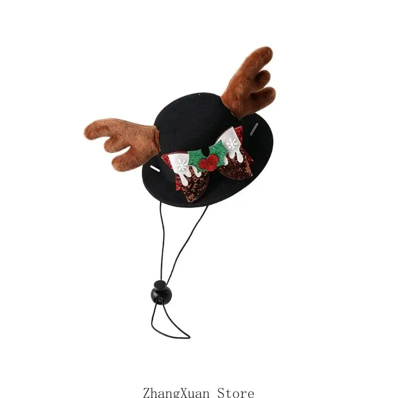 Weihnachtskostüm-Mütze, Pet Antler Cosplay-Zubehör, Katzen- und Hunde-Fotobekleidung 3XUF – Detail 3
