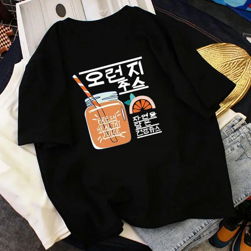 

100% Cotton Top Summer Short Sleeve T-shirt Women's Retro American Ins Trendy Design Half Sleeve