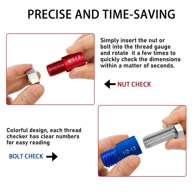 

Thread Checkers Nut & Bolt -26 Bundle Thread Tester Checker Nut And Bolt Checker-14 Pc Inch & 12 Pc Metric Sizes