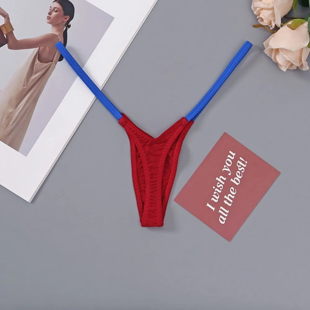 

Classic T Pants Women Underwear Multi-color Stitching Thin Straps Low Waist Thong Panties Breathable Comfortable Women Briefs