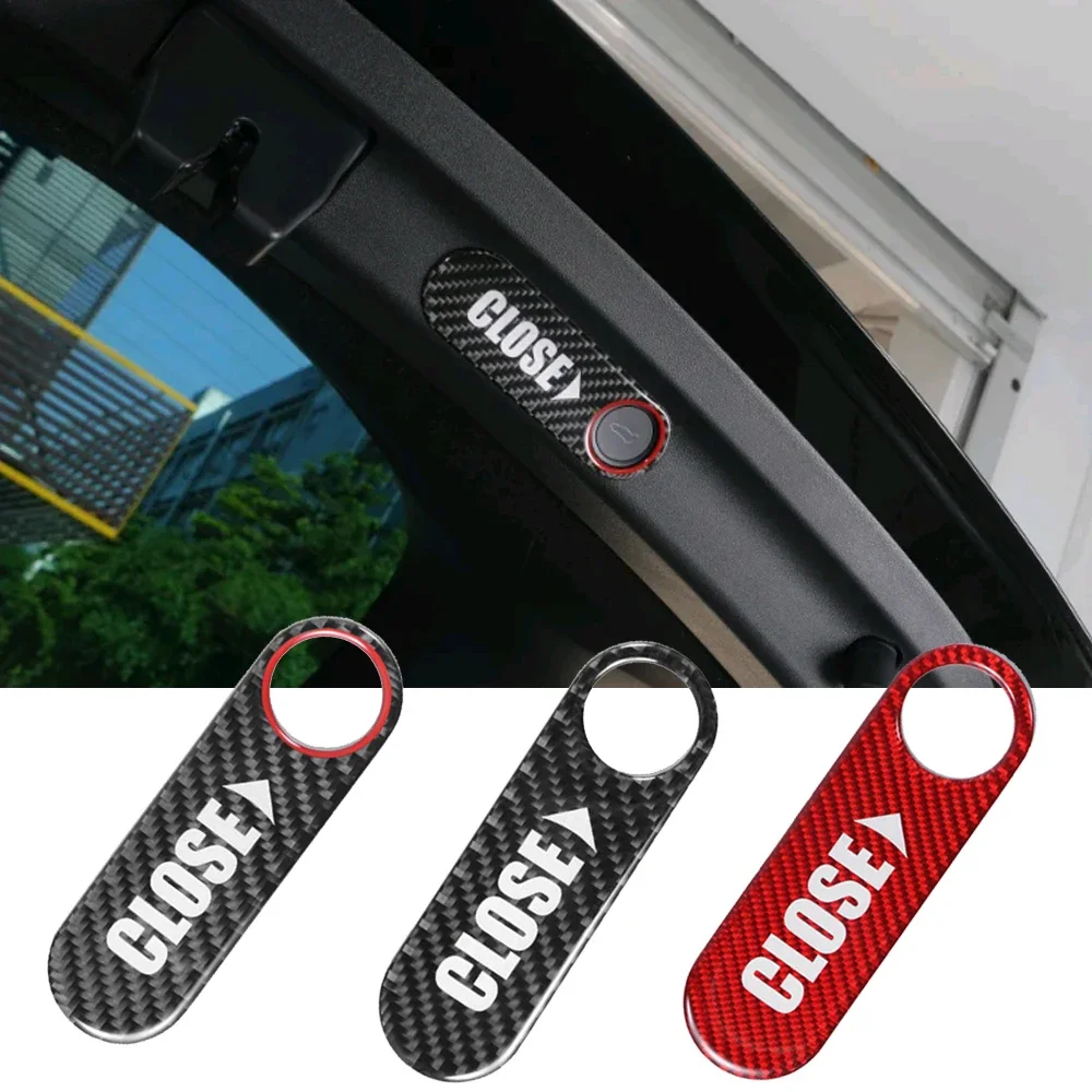 Car Exterior Electric Tailgate Reminder Trim Carbon Fiber Car Rear Trunk Switch Button Sticker Accessories for Tesla Model 3 Y