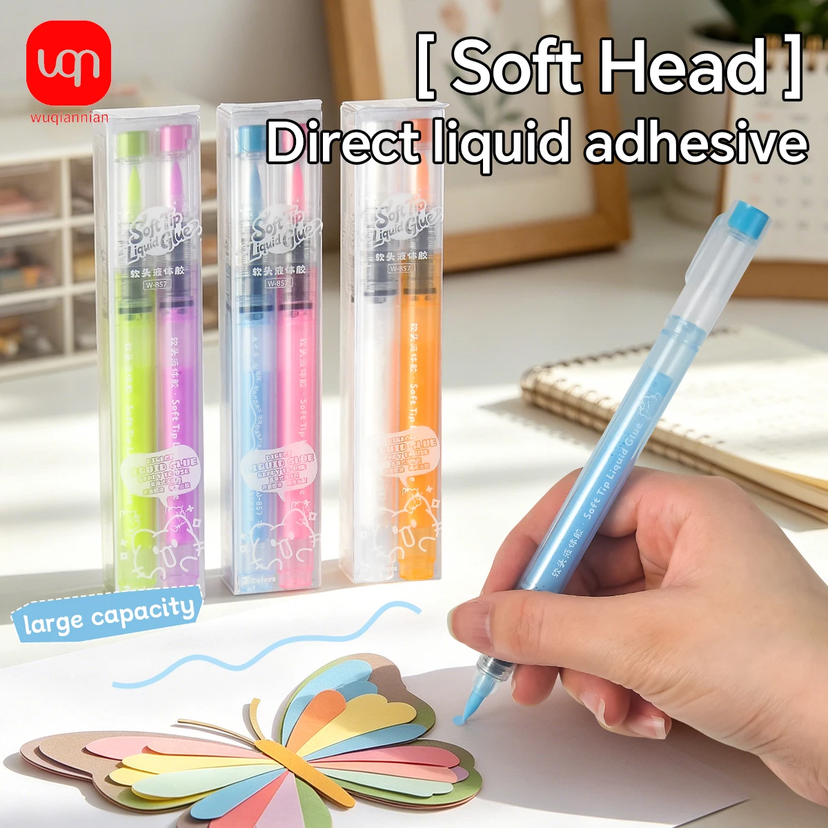 WQN 2/6pcs Liquid Marker Glue Pen, No Need to Press, Precise Glue Dispensing with Soft Tip, High-Capacity Glue Pen