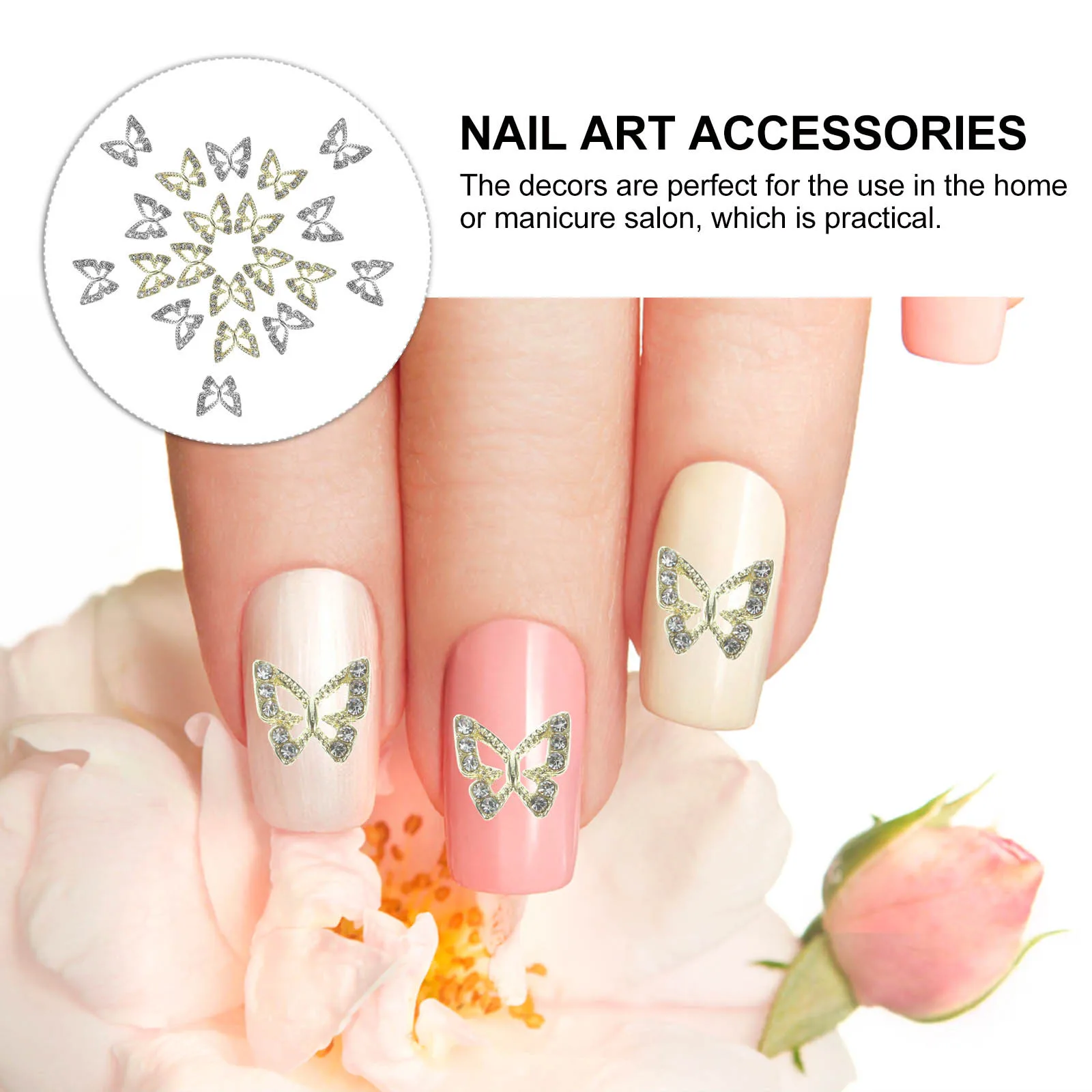 

20Pcs Nail Art Charms Butterfly Rhinestone Nail Gems Small Size Manicure Decorations Wedding Birthday Nails Manicure Charms