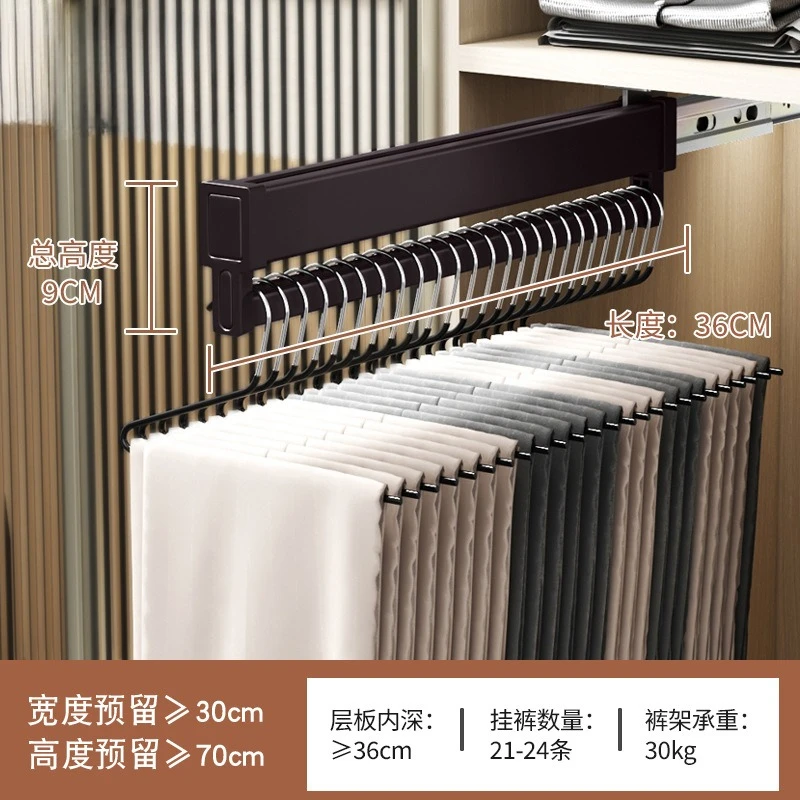 شماعة قابلة للسحب قابلة للسحب لغرفة الملابس المنزلية متعددة الوظائف مع رف سراويل مدمج منزلق عازل للتخميد #6