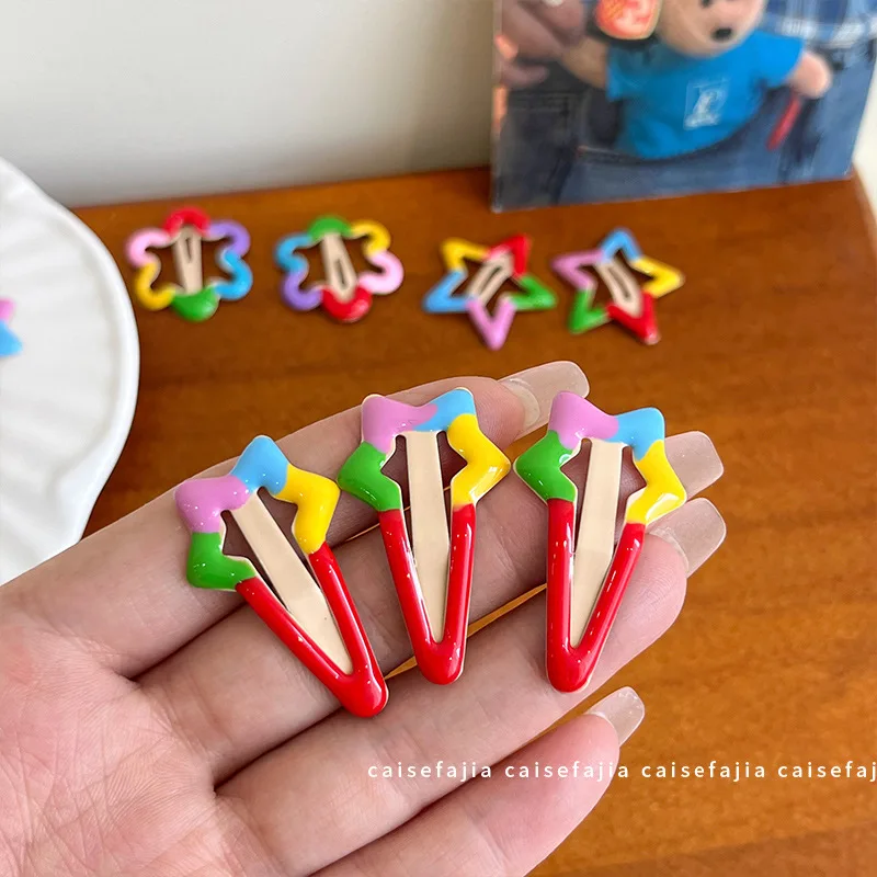 10 قطعة/الوحدة جديد قوس قزح اللون ستار المفاجئة كليب لفتاة زهرة شكل المشابك دبوس الشعر النساء مشبك شعر اكسسوارات Kawaii BB كليب #5