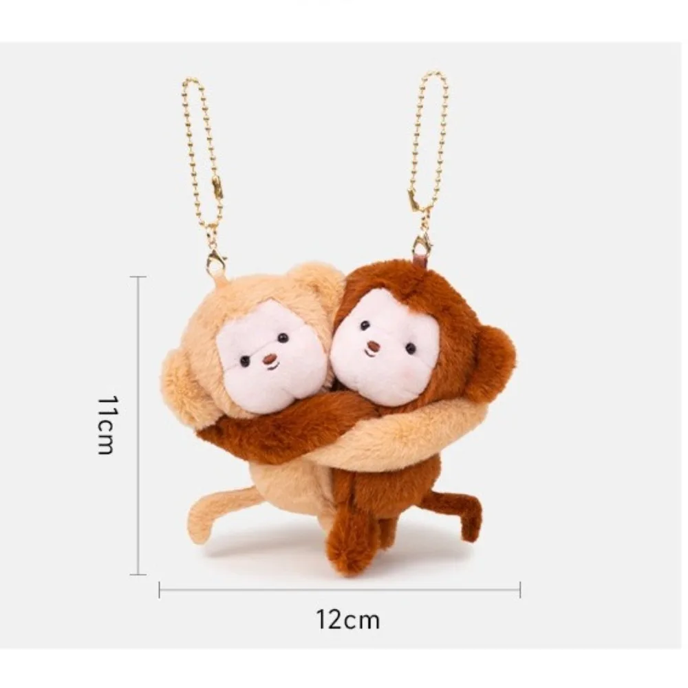 Cute Hugging Animal Doll Keychain Cartoon Soft Bag Pendant Funny Plush Friends Key Ring Couple Kids Gift