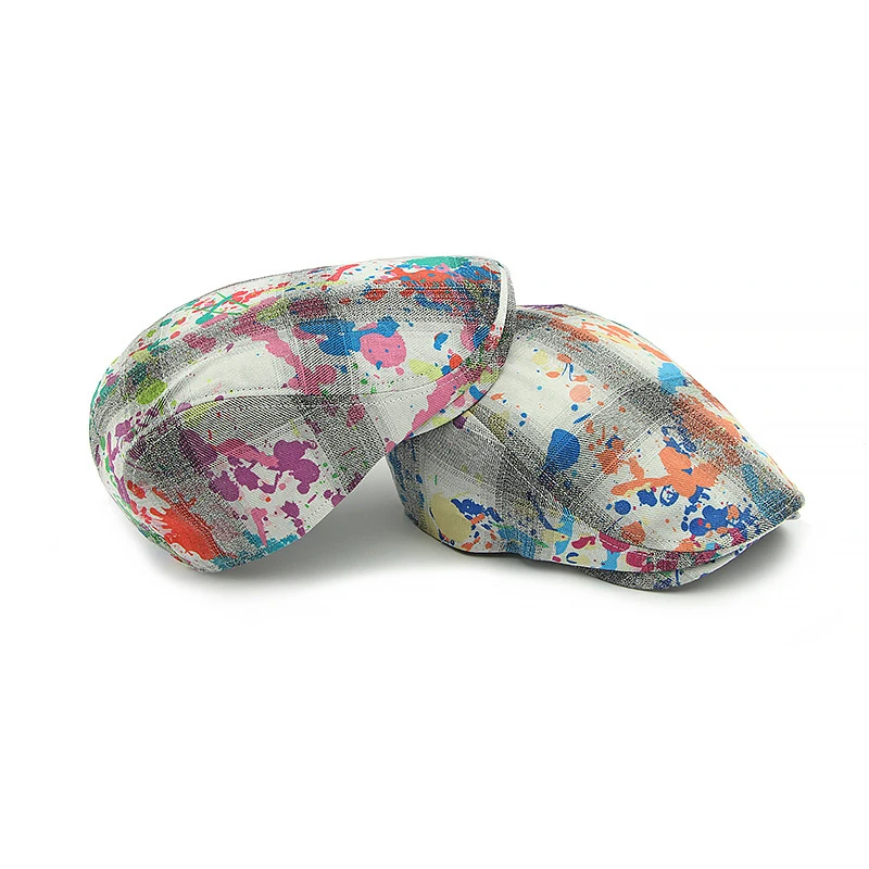 Boina colorida Doodle para hombre, novedad de verano, estilo Y2k, sombrero con personalidad para niñas, sombrero gótico Retro con protección solar, sombrero transpirable para mujer