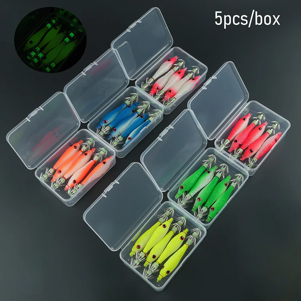 Señuelo suave, cebo luminoso para pesca de camarones, Señuelos de pesca fluorescentes, anzuelos de calamar luminosos, accesorios de pesca
