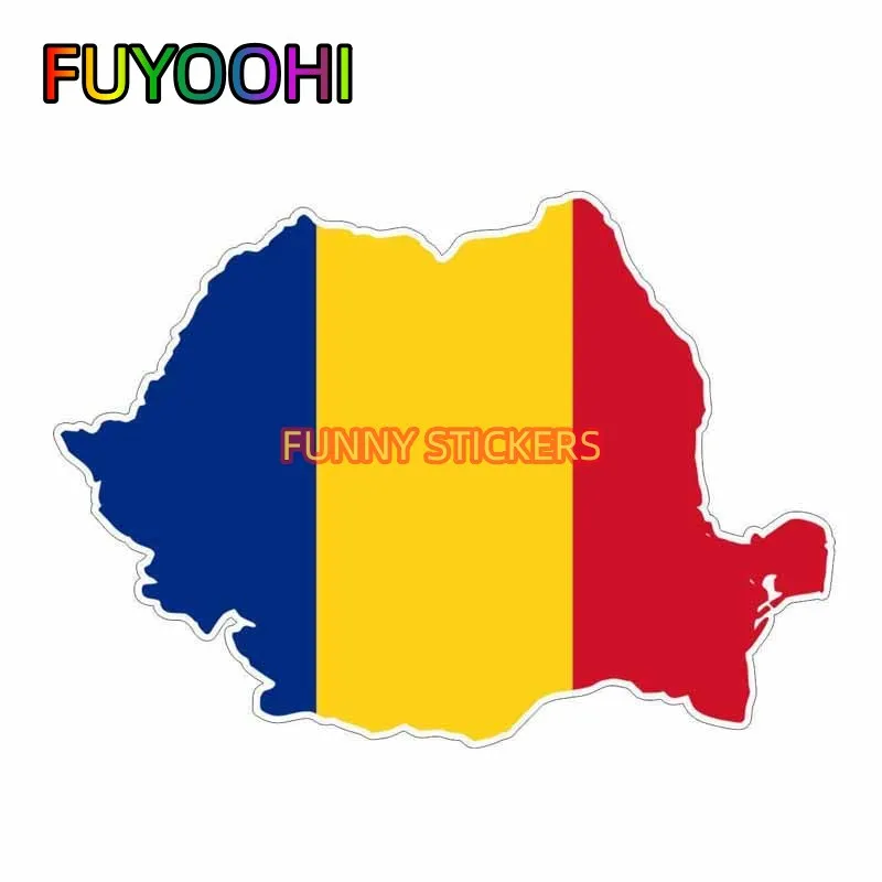 FUYOOHI Hot Reflective Romania Map Flag Vinyl Car Stickers for Car Window Trunk Auto Uv Protection Car Decorative Vinyl KK PVC