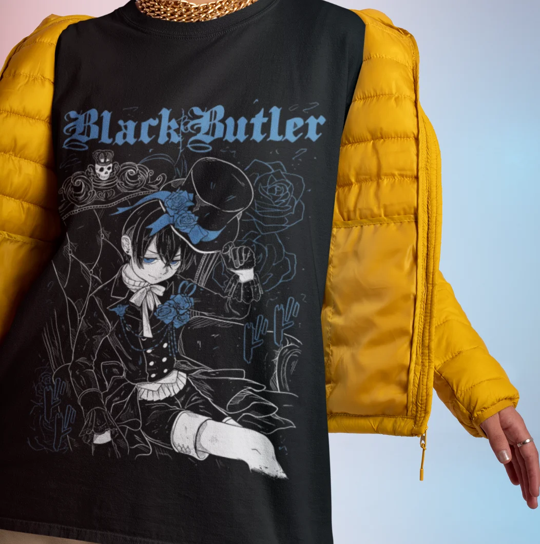 Black Butler Shirt Ciel Phantomhive T-Shirt Sebastian Michaelis Tshirt Anime Tee