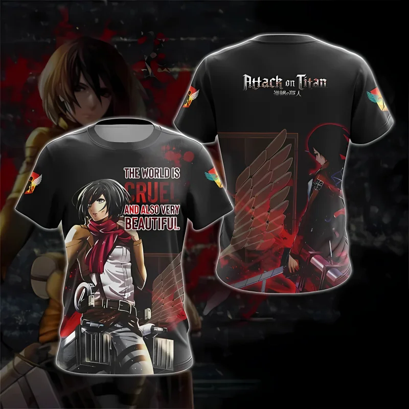 

Best Seller New Fast-drying Casual Breathable T-shirt for Men and Women with 3D Printed "Attack on Titan" Anime Characters