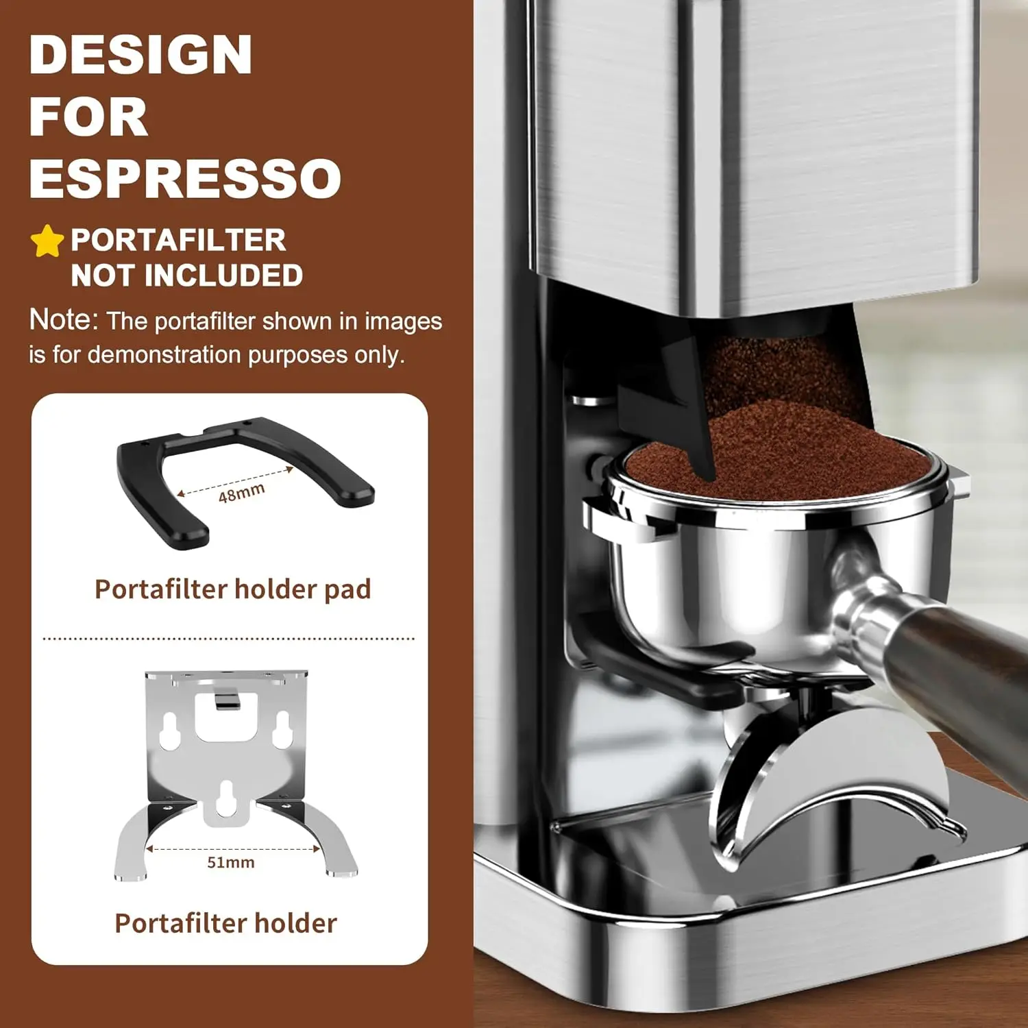 Macinacaffè elettrico con macina conica con impostazioni regolabili, timer per caffè espresso e stampa francese