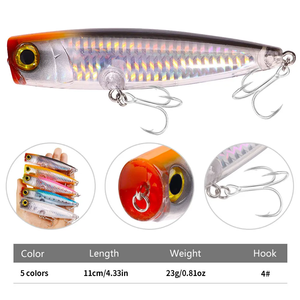 Big Topwater plopper esche superficie di pesca galleggiante topwater wobbler Lure esche artificiali galleggianti 11cm 23g