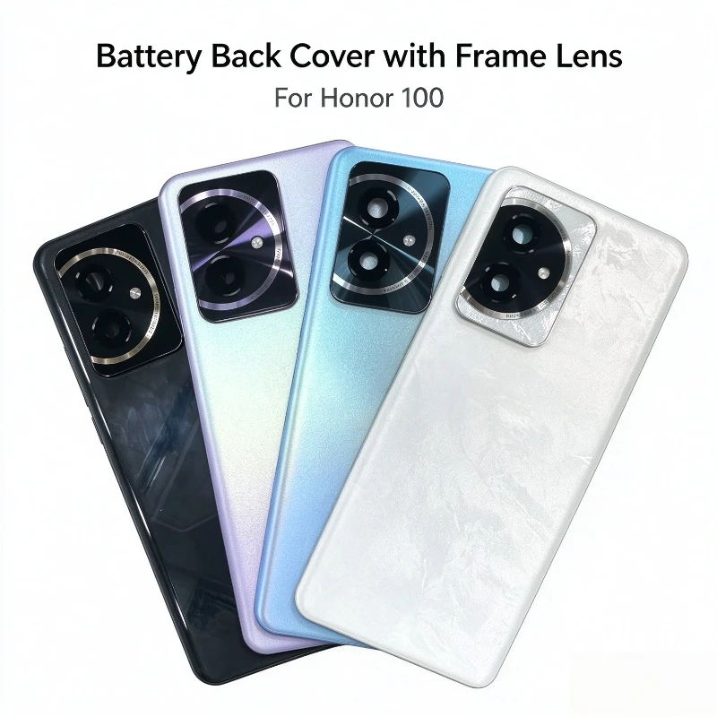 For Honor 100 Glass Battery Cover Back Lid Housing Case Repair Replacement Parts With Lens Frame Covers and Adhesive