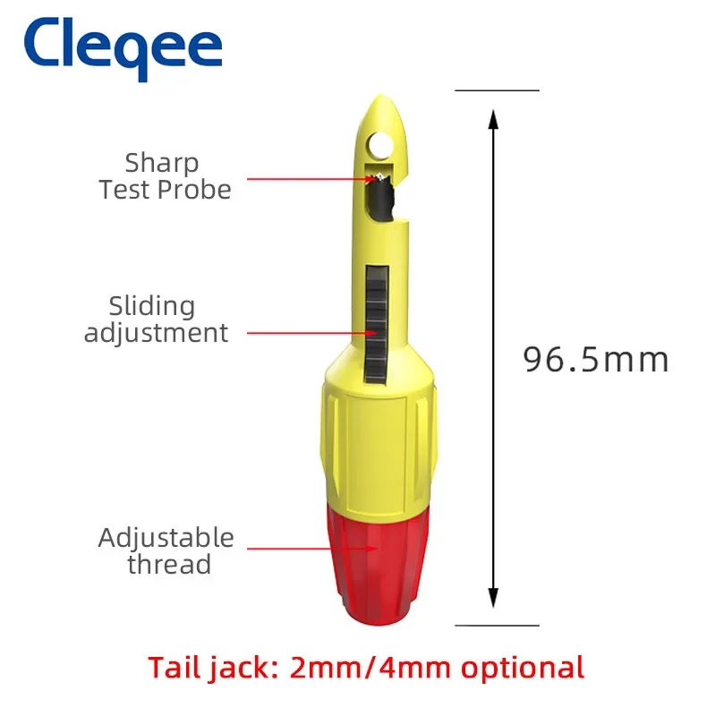 Cleqee P30039 2PCS Insulation Wire Piercing Puncture Probe Test Hook Clip with 2mm/4mm Socket Automotive Car Repair