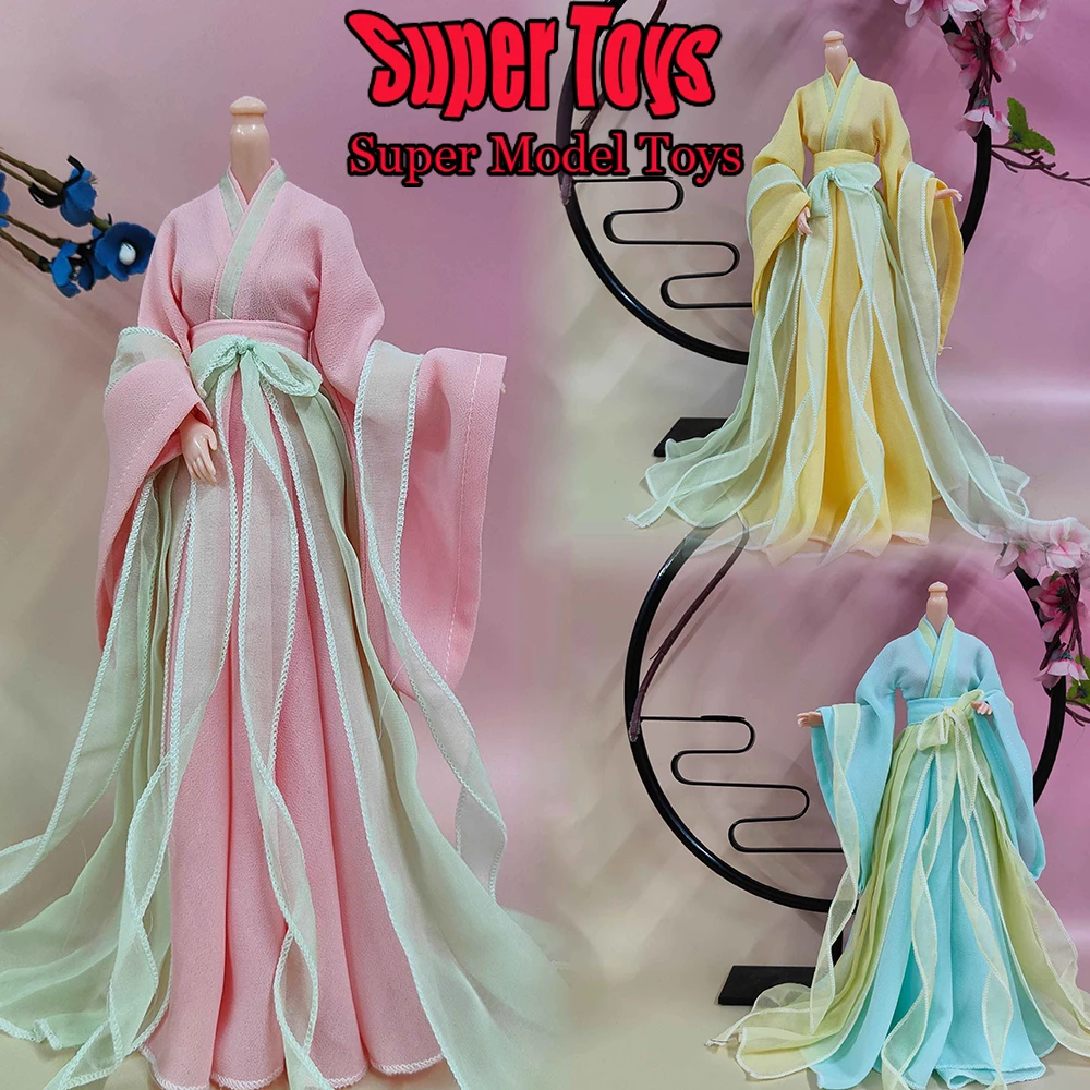 

In Stock 1/6 Scale Women Soldier Dress Clothes Accessory Ancient Hanfu 3 Color Fairy Dress For 12-inch Action Figure Model Doll