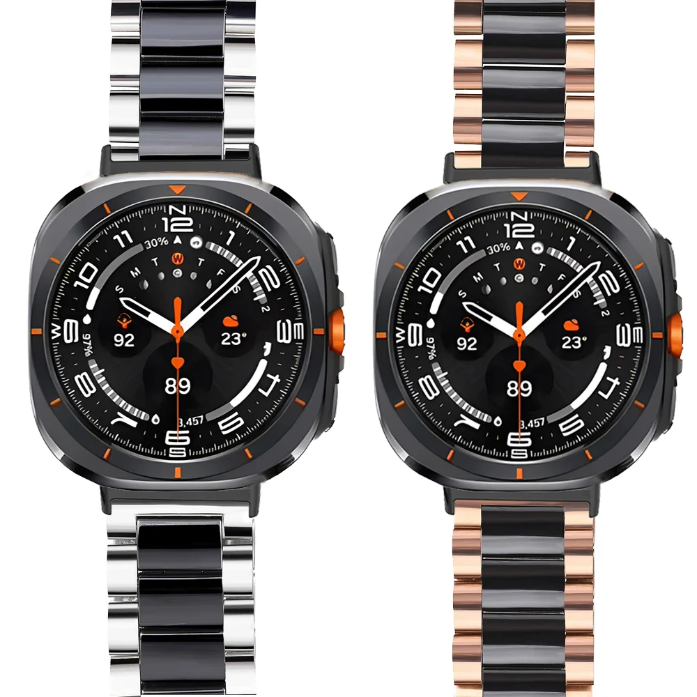Pulseira de metal + cerâmica para samsung galaxy watch ultra 47mm pulseira respirável para samsung galaxy watch ultra 47mm correa