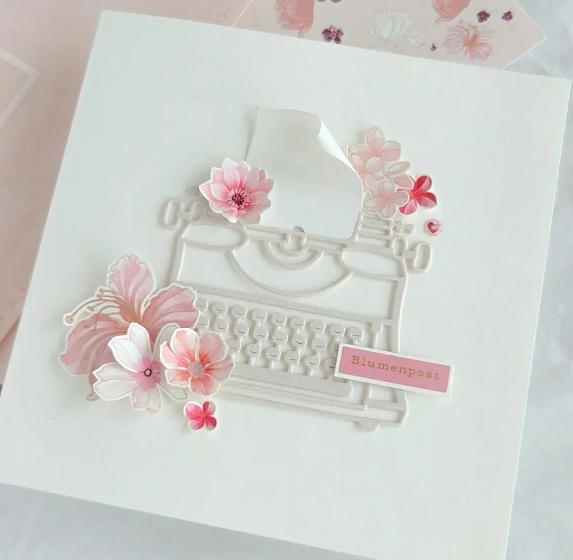 Piggy Craft metal cutting dies cut die mold Typewriter Scrapbook paper craft knife mold blade punch stencils dies view 3