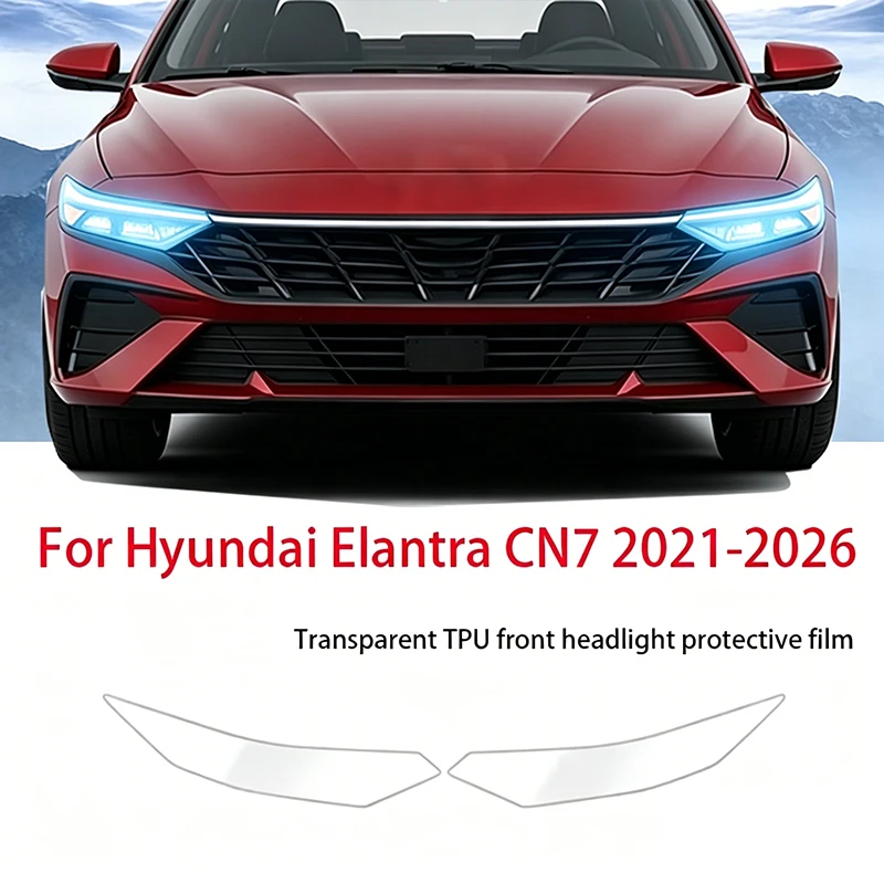 

Fit for Hyundai Elantra CN7 2021-2026 Auto Parts Pre Cut High Gloss Smoked Black TPU PPF Anti Scratch Headlight Protective Vinyl