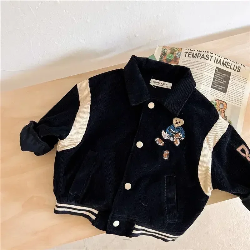 Fashion Baby Girl Boy Corduroy Jacket Casual Cartoon Embroidery Infant Toddler Child Coat Fall Spring Kid Outwear Baby Clothes