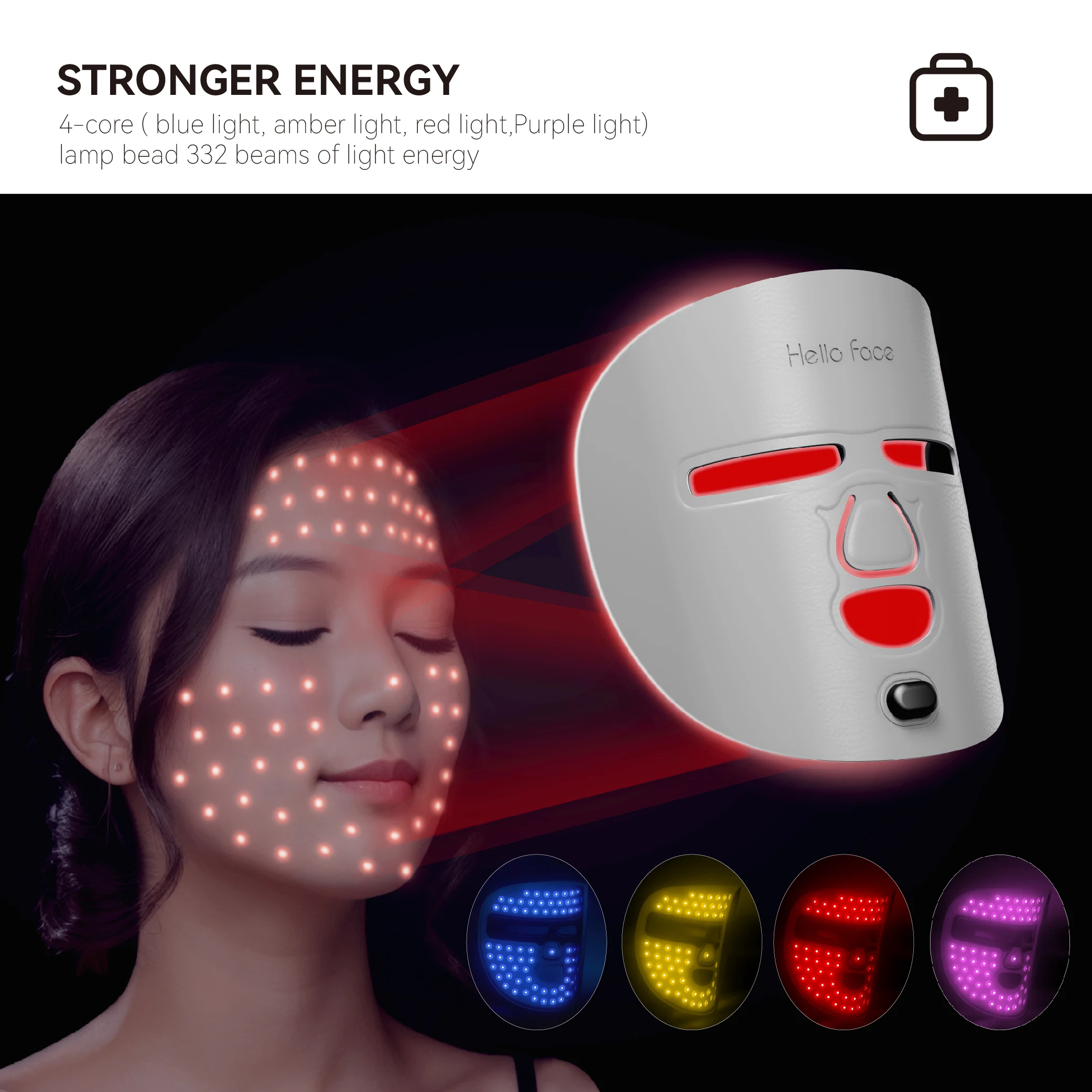 Led Mask Photodynamic Beauty Device 630nm LED Red Light Therapy Facial Mask Ice Silk Leica Material Skin Friendly