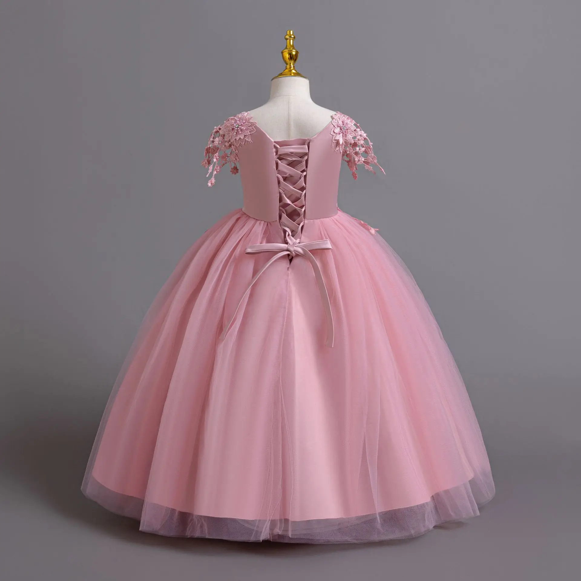 Hochwertiges, elegantes Partykleid für Mädchen, ärmellos, mit Perlen besetzt, Blumenmädchenkleid, formelles Ballkleid für Kinder, für Hochzeit, Geburtstag, Schönheitswettbewerb – Detail 5