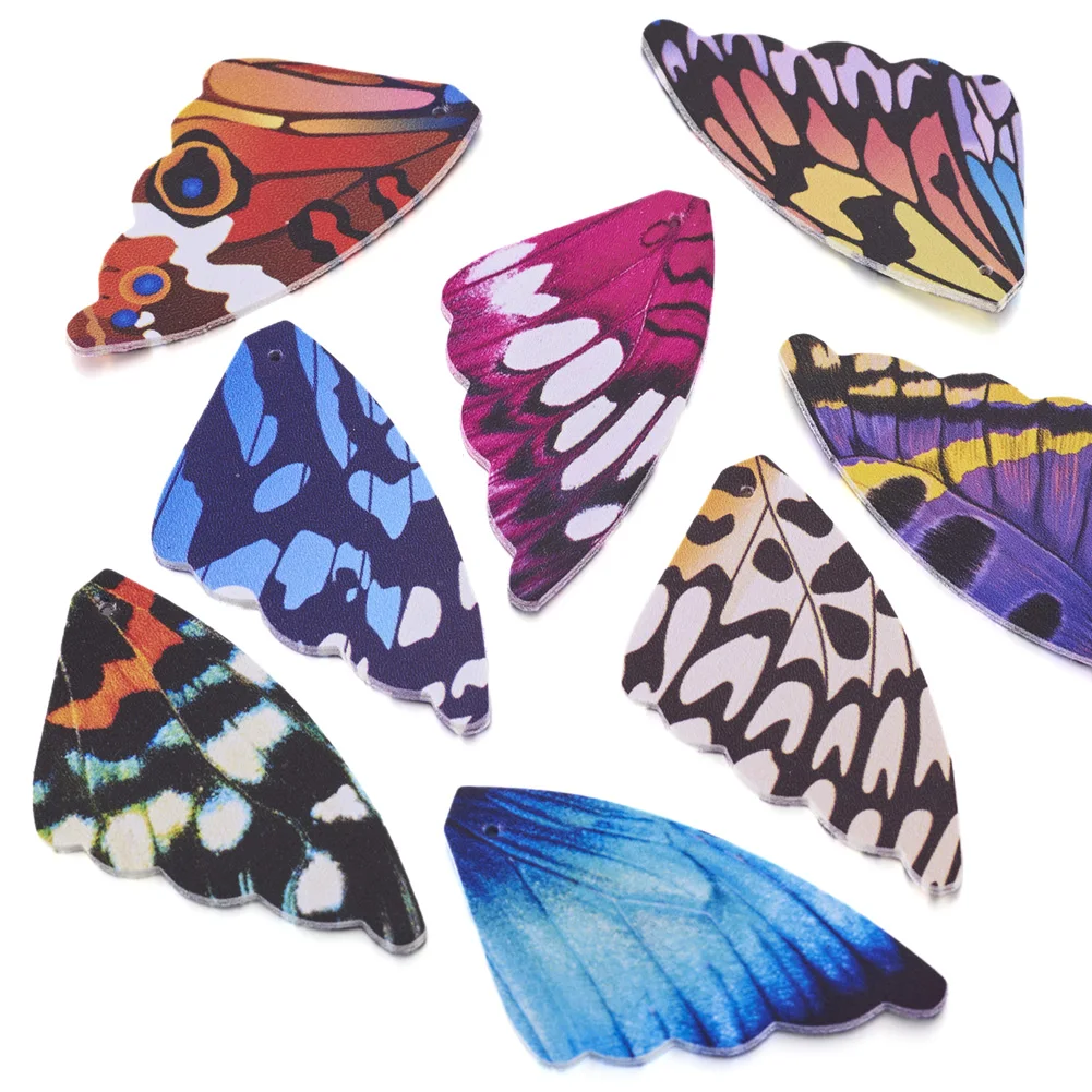 

Butterfly Wing Sporty Style DIY Earring Making Kit with Leather Big Pendants Earring Hooks Jump Rings for Women Dangle Earrings