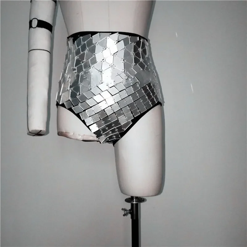 Gold Silver Tassel Mirror Vest High Waist Shorts Bar Stage Performance Costume Sequins Waistcoat DJ Singer Jazz Dance Outfits