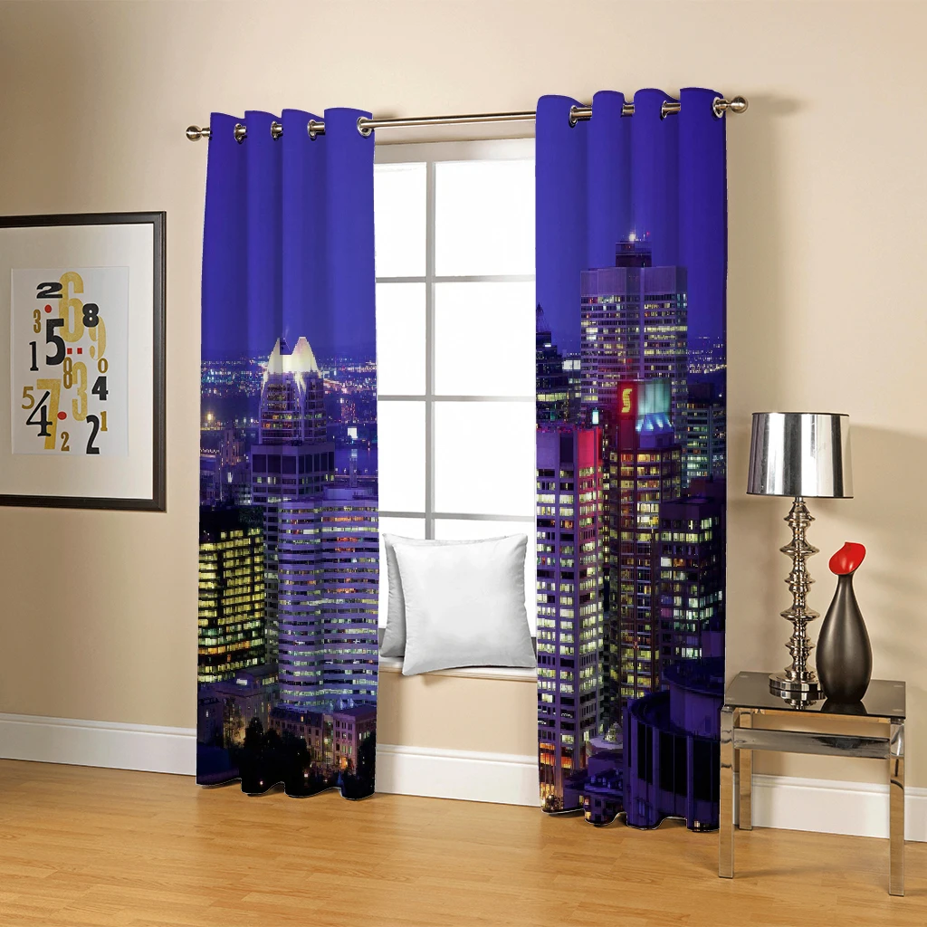 Modern Home Decoration Living Room Curtains night view curtains 3D Curtains For Living room Blackout