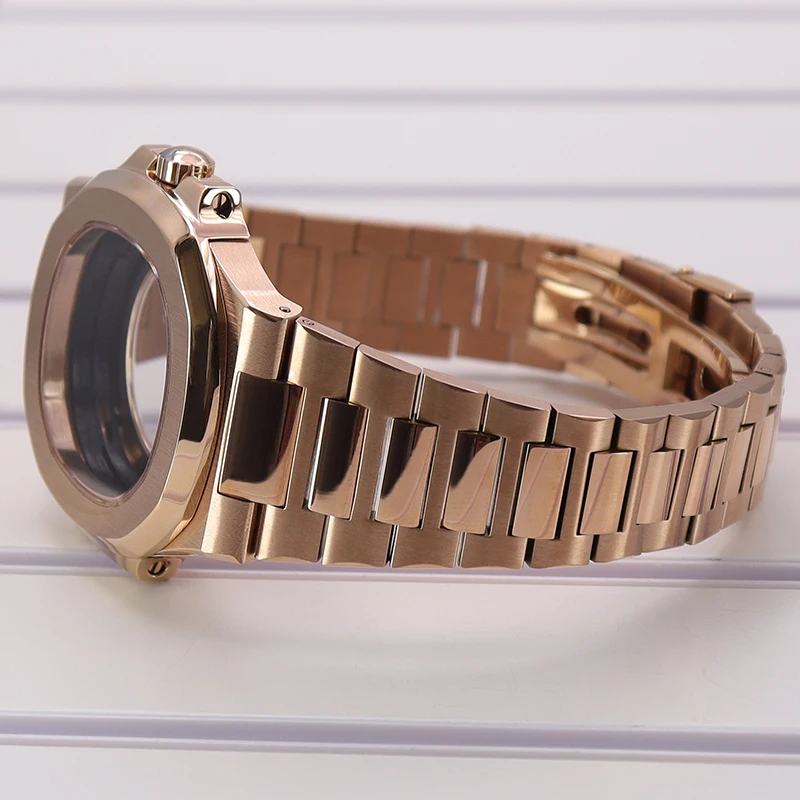 Roségoldenes 40-mm-Uhrengehäuse mit Armband und Saphirglas für Seiko NH35 NH36/34 NH38 Uhrwerk, Uhrenzubehör, 29,8-mm-Zifferblatt, Mod Nautilus – Detail 6