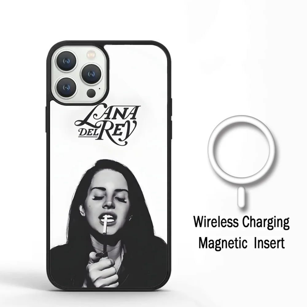 

L-Lana Del Rey Singer Phone Case For IPhone 11 12 13 14 15 Plus Pro Max Mirror Acrylic Cover For Magsafe Wireless Charging