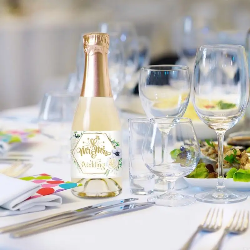 57Be 6pcs Flower Bottle BOOCK Etichetta adesivi per bottiglia vino Adesivo per matrimonio