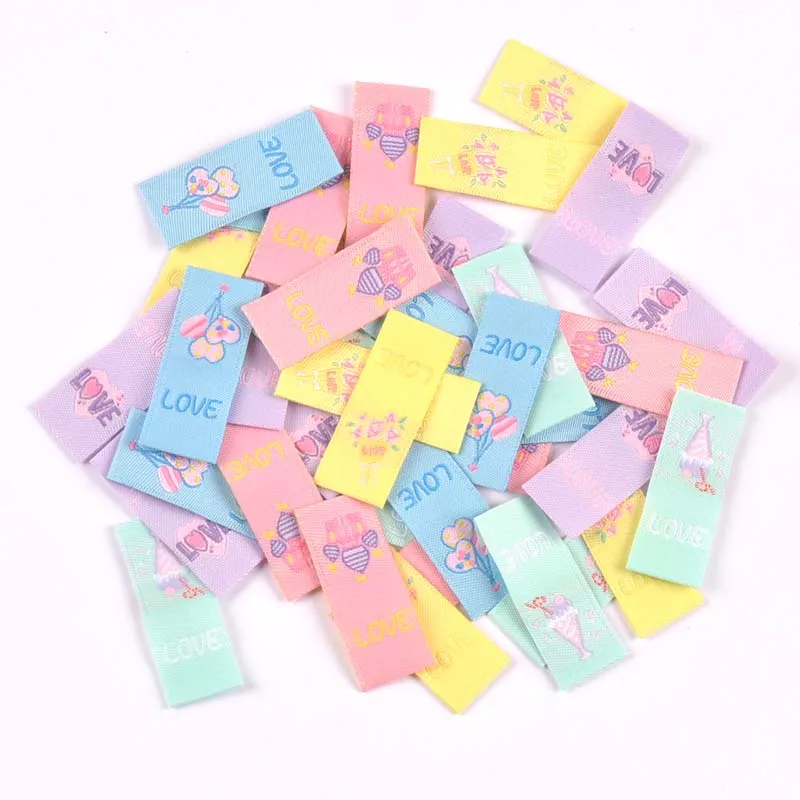 Love Balloon Pattern 50pcs Handmade Woven Label For Clothing Scarf Labels Shoes Bags Garment Tags 15x40mm CP3501