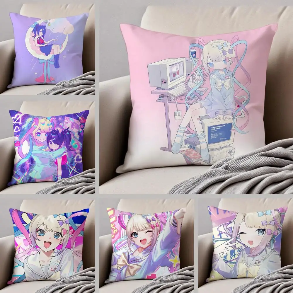 Anmie Needy Girl Overdose Game Cushion Cover Throw Pillow Cover Hidden Button Durable Polyester Chair Cushion