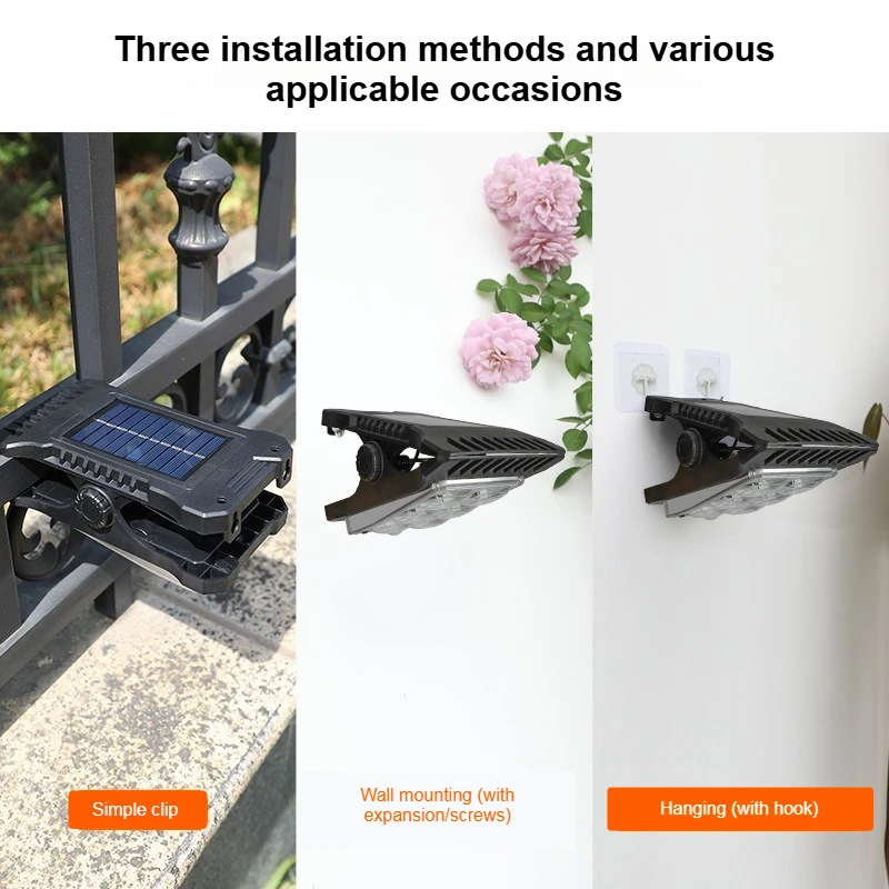 Solar Powered Clip Light – Portable Outdoor LED Clamp Lamp for Camping, Garden, Patio, Reading, Waterproof