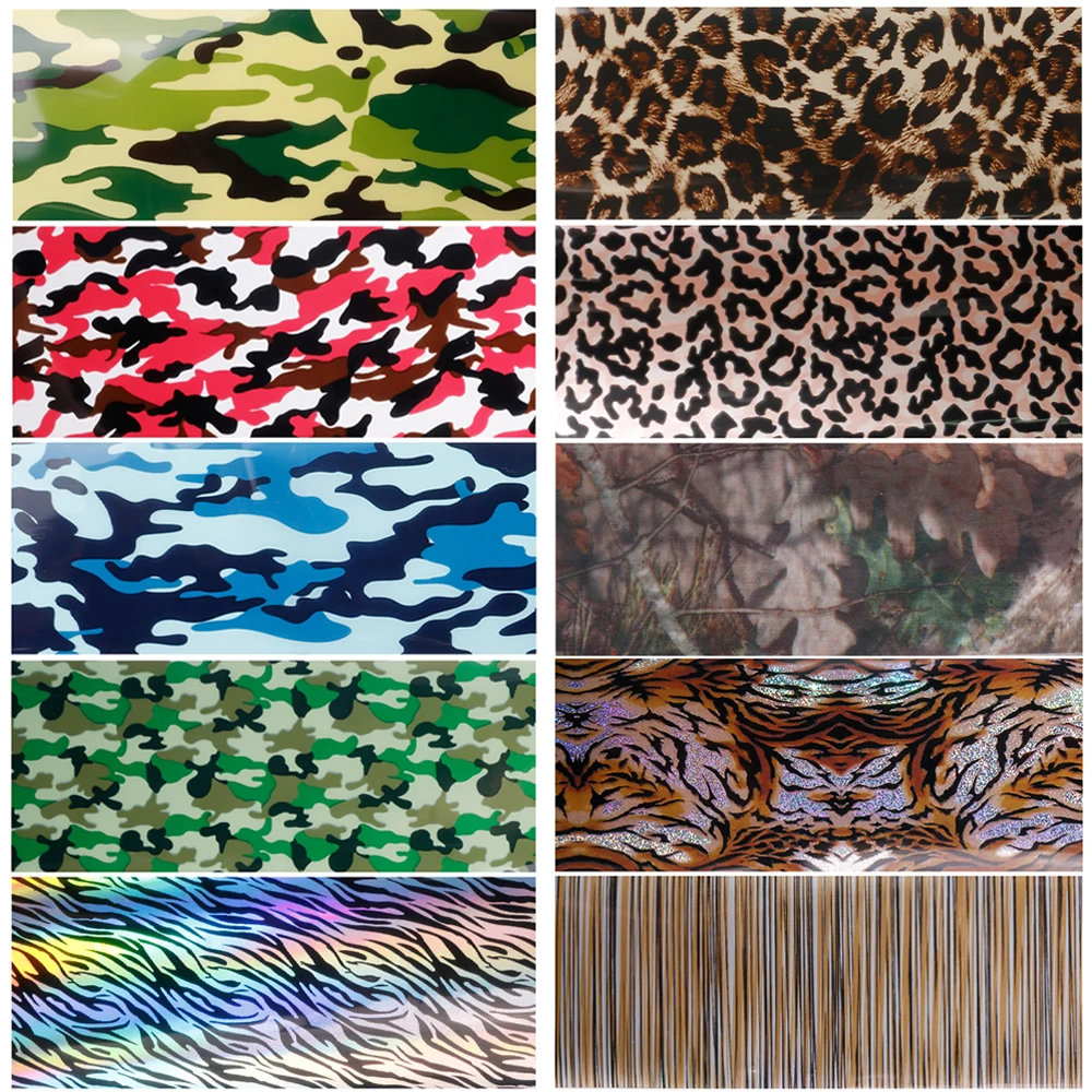 Diy 3d camuflagem leopardo laser manicure decalques céu estrelado adesivos decorações da arte do prego folhas de transferência