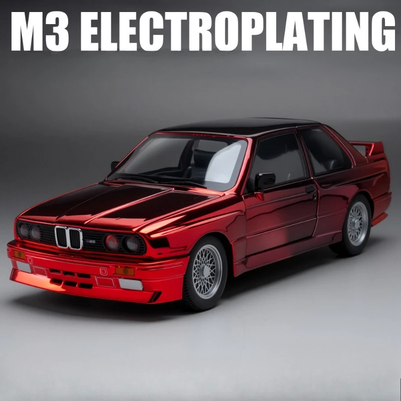 Simulation galvanisée 1:24 BMW M3 modèle de voiture de sport avec son et lumière Collection de véhicules jouets pour enfants Voiture Miniature
