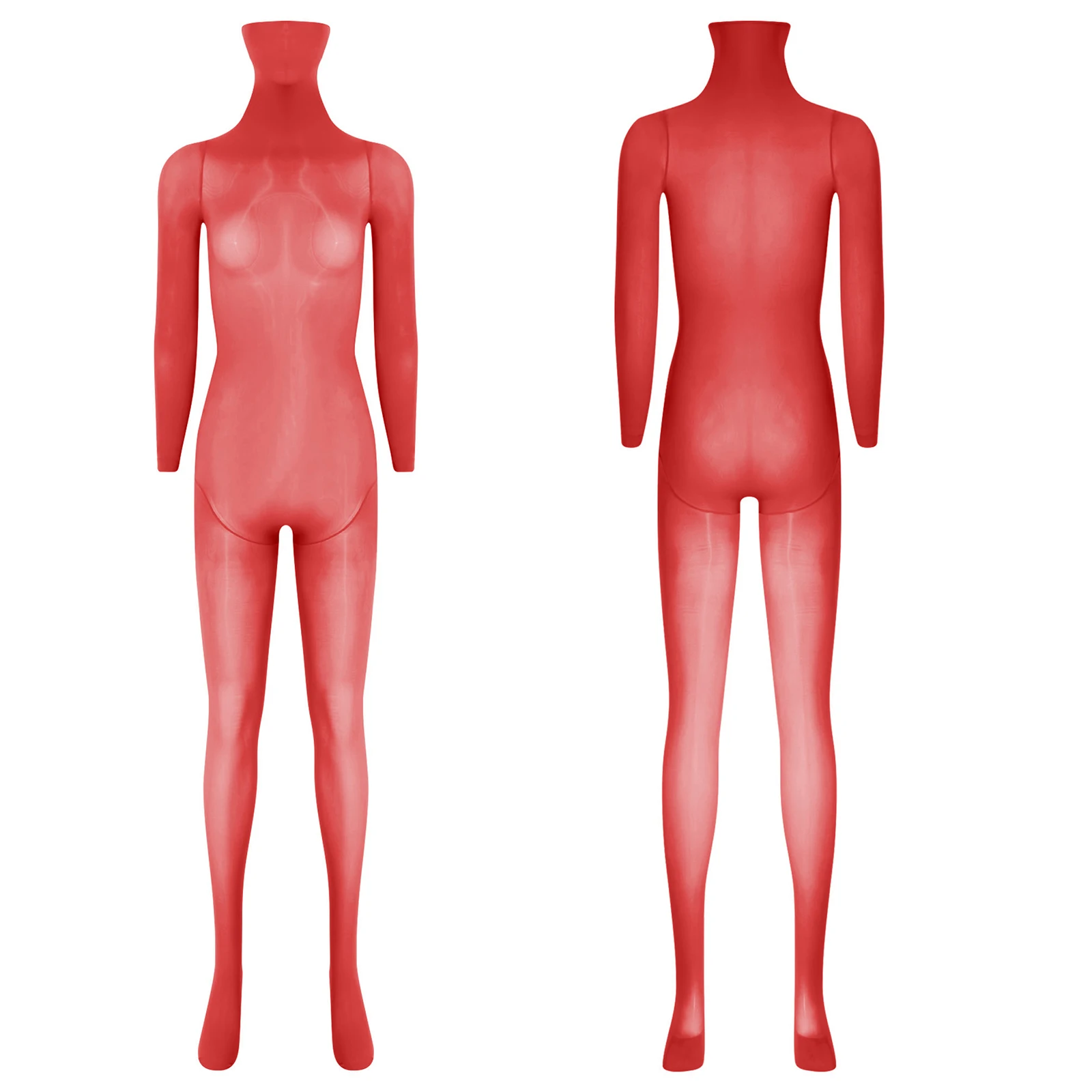 

Women Sexy Ultra Thin Body-stocking High Neck Stretchy Soft Slim-fit Bodysuit Headed Footed Leggings for Bedtime Dating Night
