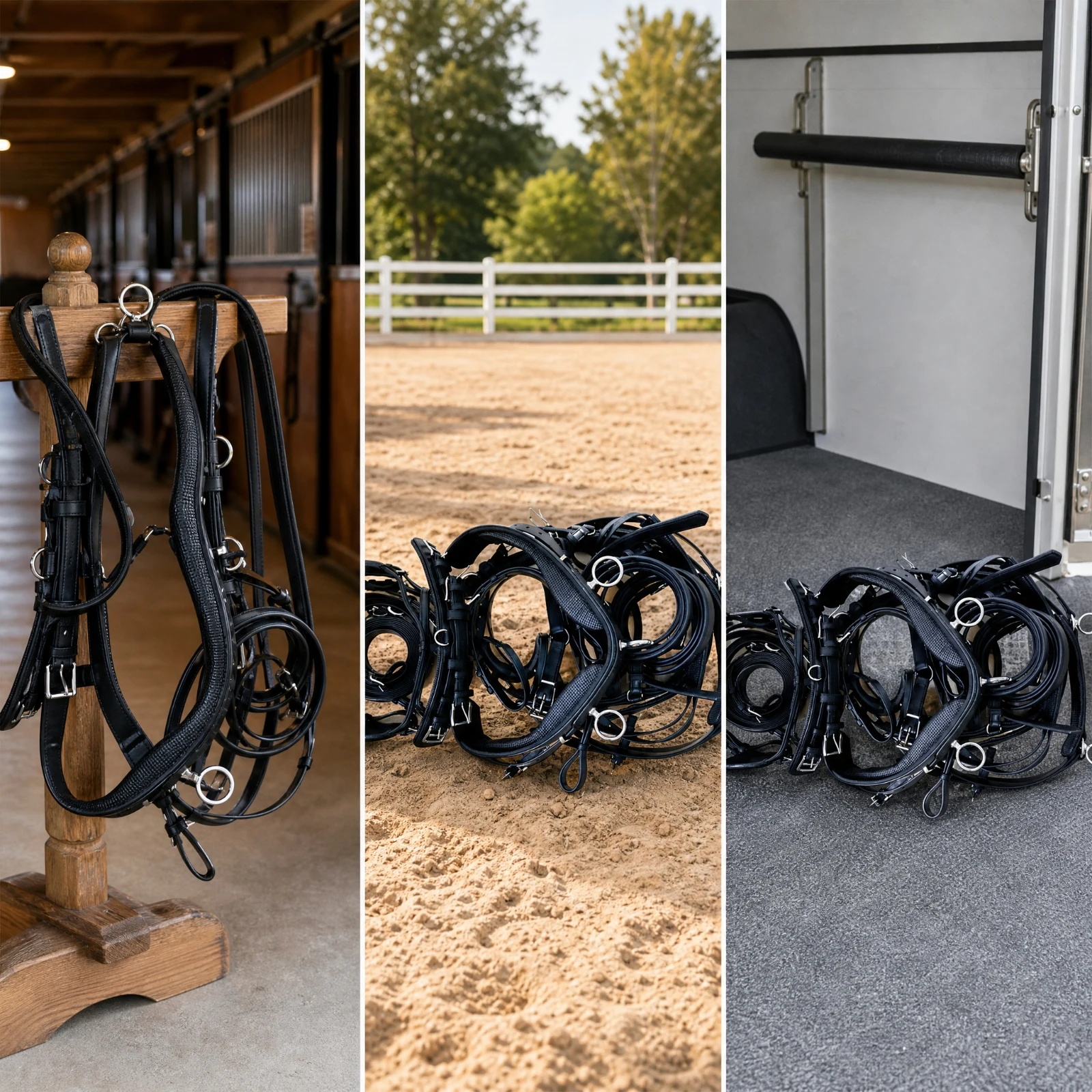 European-Style Horse Driving Harness Textured Horse Driving Harness with Breastcollar Comfortable Heavy Duty for Equestrians