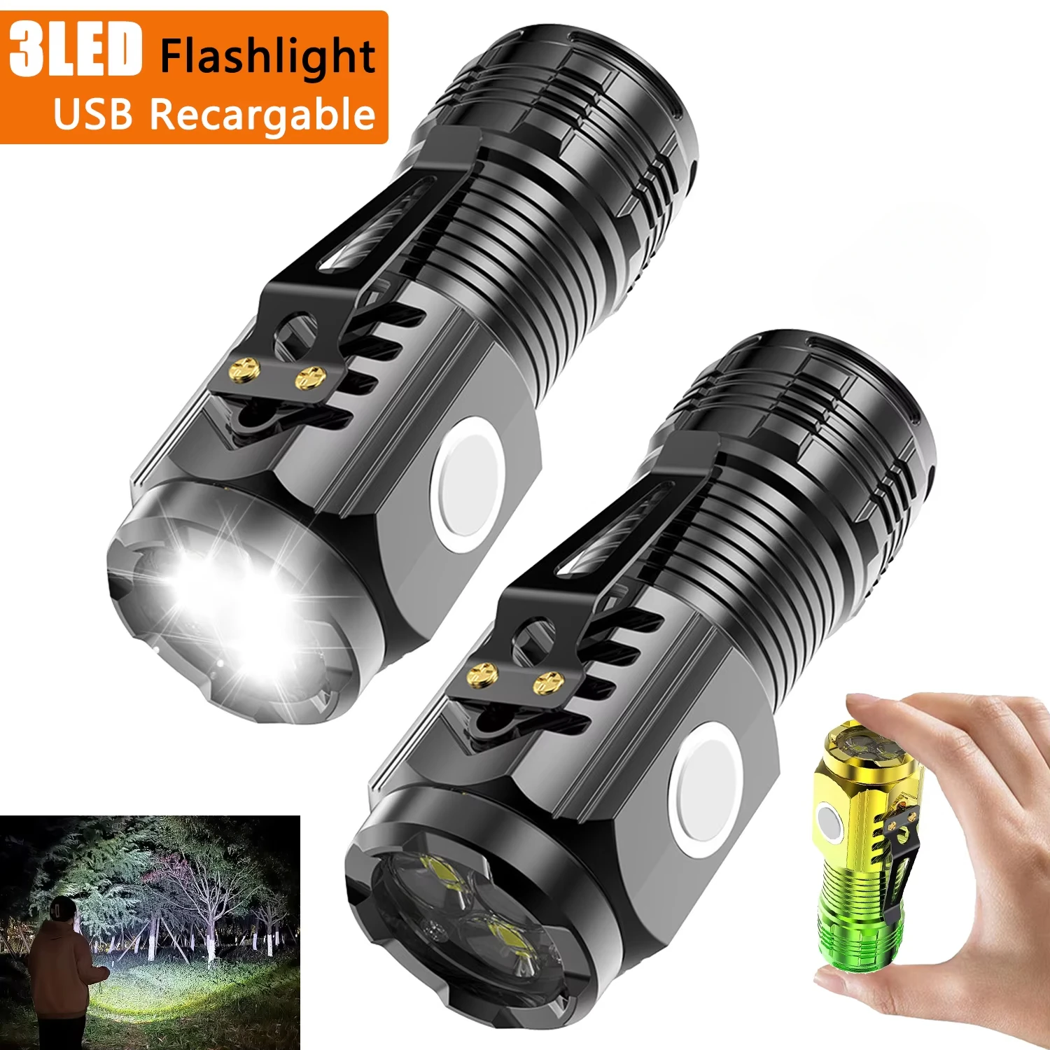 Three-eyed Monster LED Flashlight, Night Walking, Portable Brightness, Strong Stroboscopic Magnet Lighting, Little Monster Flash