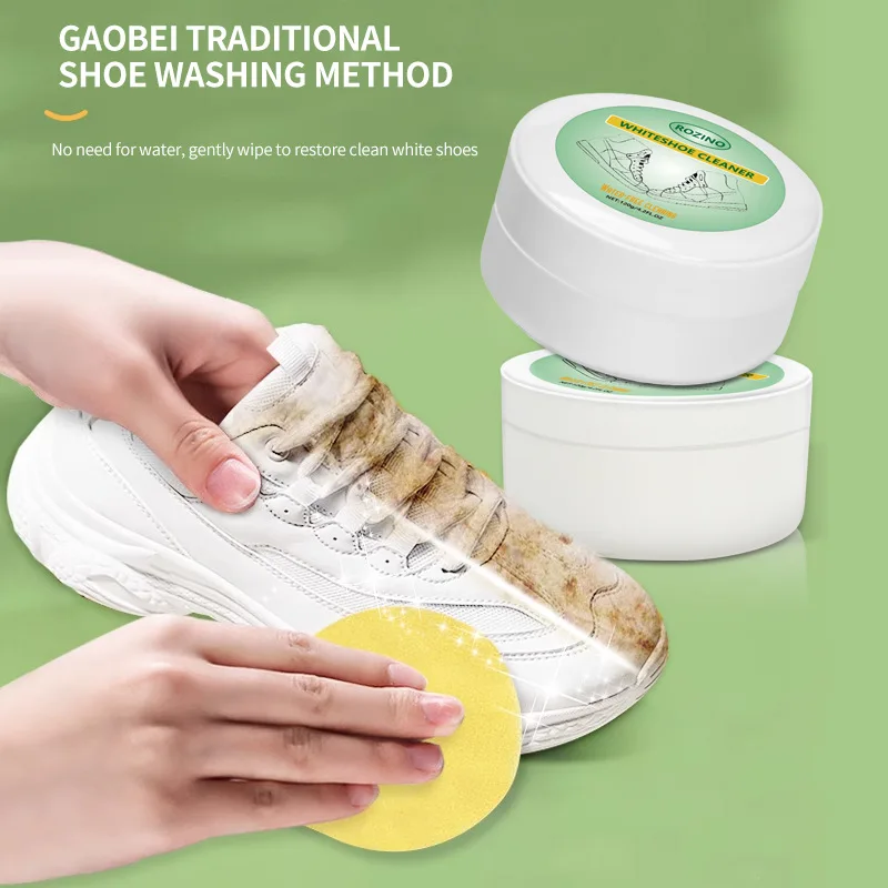 Special cleaning cream for small white shoes with sponge multifunctional decontamination cream Shoe-shining artifact to remove s