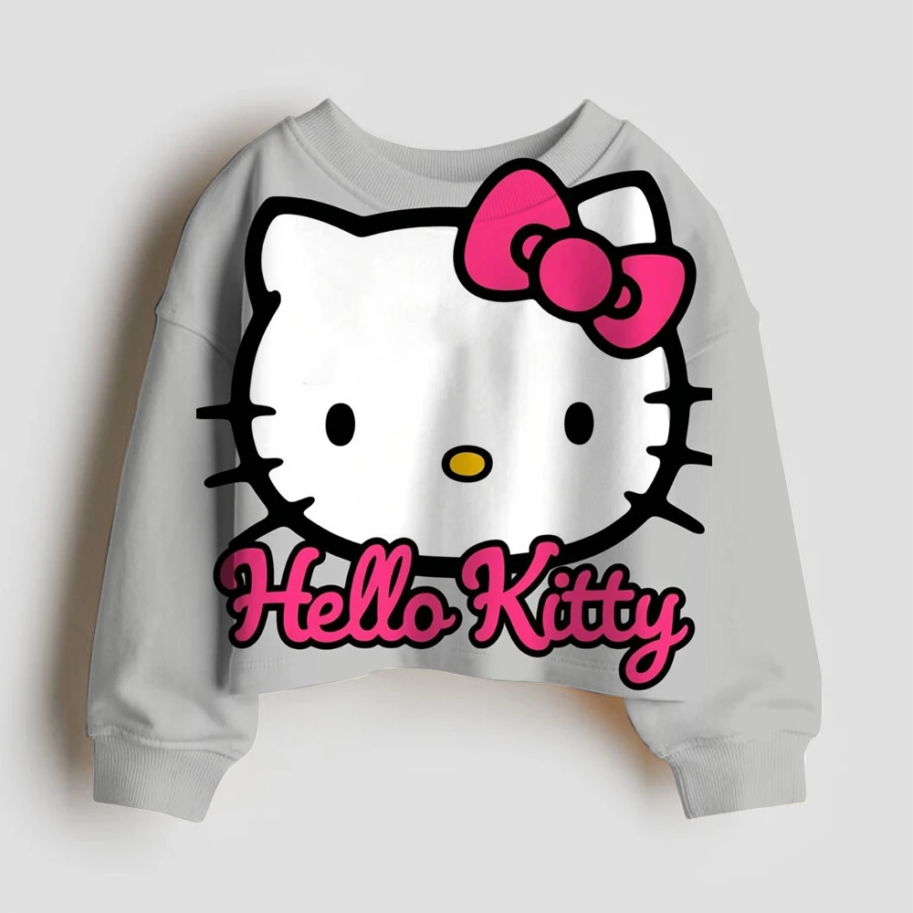 Толстовка с принтом «Hello Kitty» детские пальто длинными рукавами толстовки капюшоном для девочек-подростков пуловер маленьких детей Фото №6