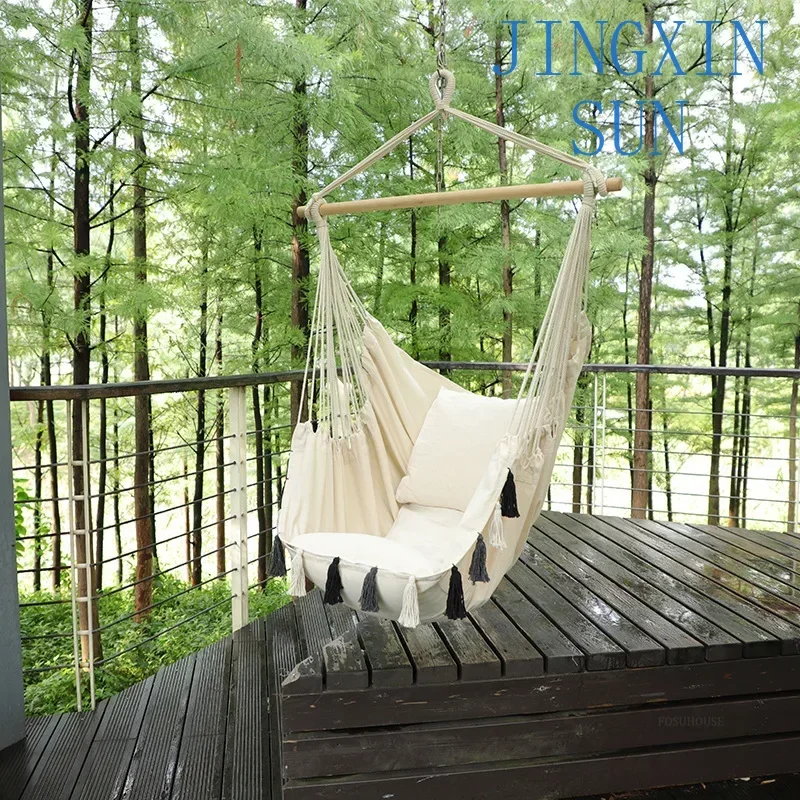 Tassel Garden Hammocks Deluxe Hanging Swings for Outdoor and Indoor Portable Patio Camping Folding Hammocks