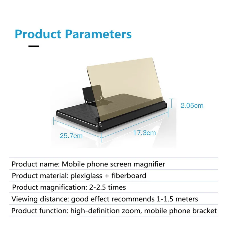 12 Inch 3D Mobile Phone Screen Magnifying Glass Desktop Stand HD Video Magnifying Glass Folding Mobile Phone Magnifying Stand
