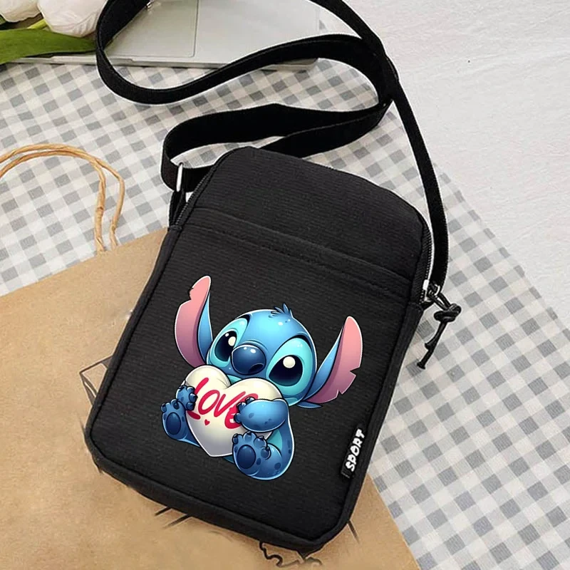 Disney Lilo & Stitch Women\'s Handbag Sweet Crossbody Mini Bags for Women Coin Purse Vertical Hand Canvas Bag Mobile Phone Bags