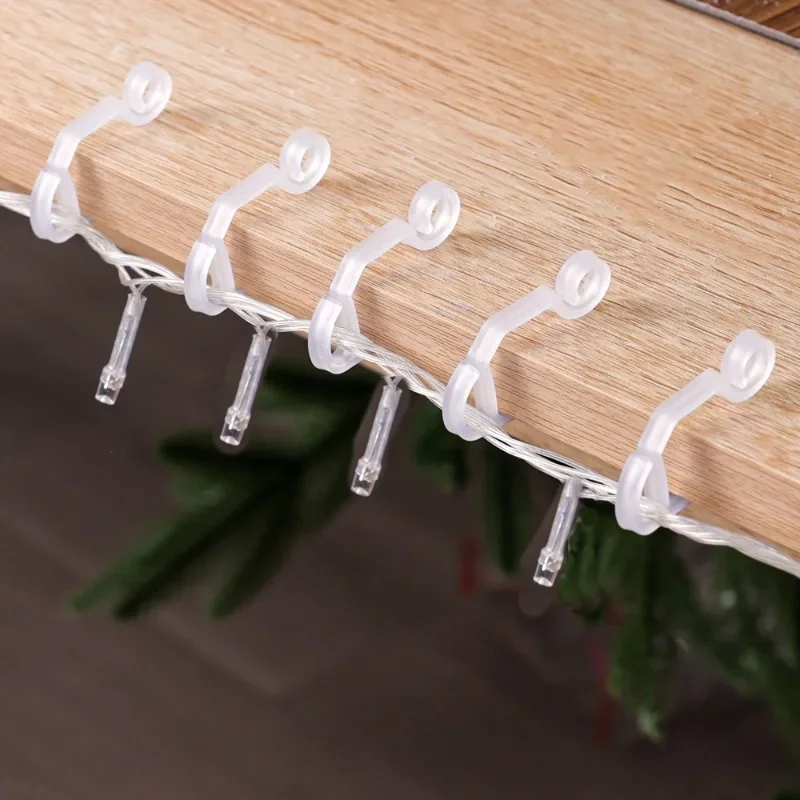 20/100Pcs Gutter Hooks Led Light Holder Christmas Lights Clips Outdoor Weatherproof S-Shaped Clip Hooks For Home Xmas Tree