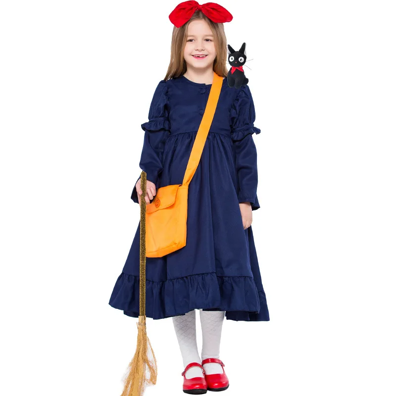 Costume da servizio di consegna di Kiki per bambini giappone Anime maga Lolita Halloween Purim Girls Kiki Dress Cosplay Party Fancy Dress