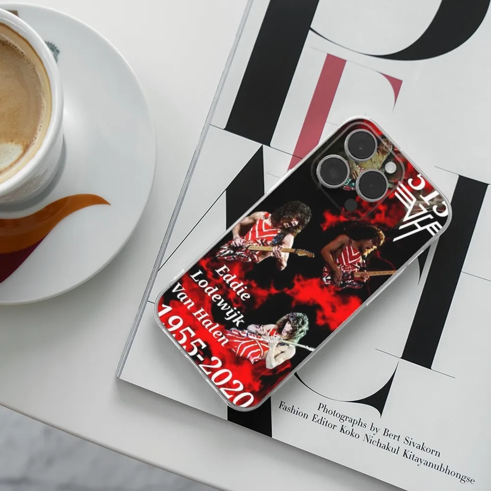 E-Eddie Van H-Halen Handyhülle für iPhone 16,15,14,13,12,11 Plus,Pro,Max,XR,XS,X,7,8 Plus,SE,Mini Transparent Silikon